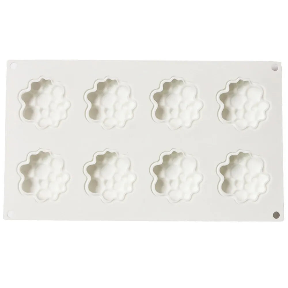 Round silicone cake mould with 8-bubble tower pattern design for baking and dessert preparation