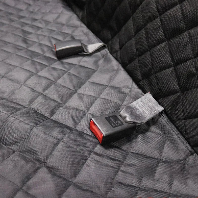 Black rear two-seater car pet mat 137x147cm with central isolation net and 600D Oxford cloth for large dogs