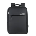 Medium business backpack in black or grey cotton cloth with 20-35L capacity, zipper opening, and multiple internal pockets.