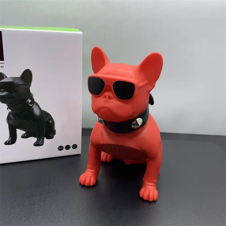 Mini full body bulldog Bluetooth wireless speaker in black, red, or white colour options