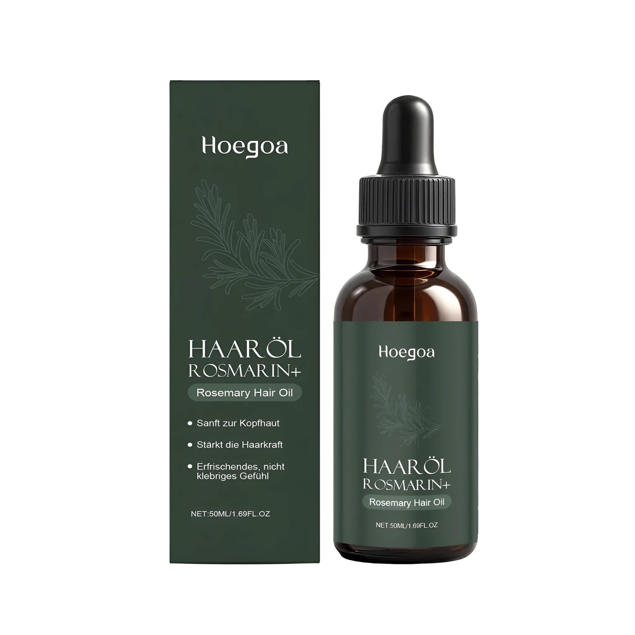50ml bottle of rosemary hair care oil with ginger and castor oils