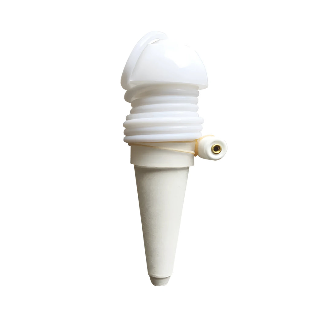 White ceramic and PP self-watering seepage device with 78cm pipe, 11cm height, 3cm diameter for potted plants