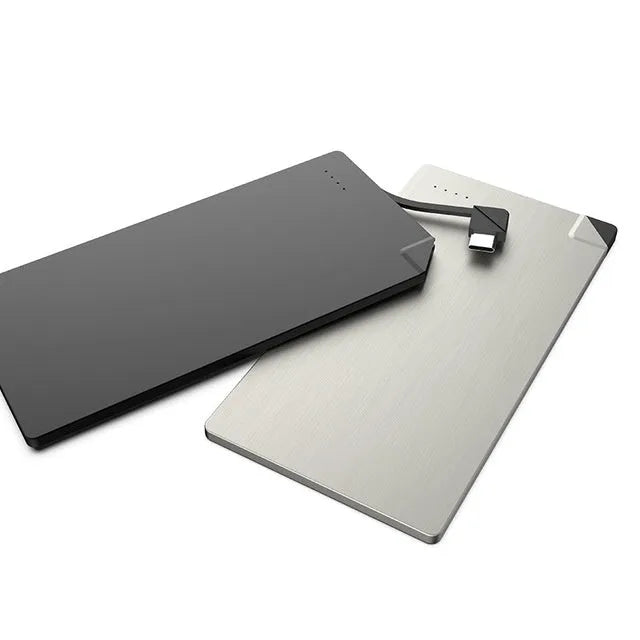 Silver graphene battery power bank with 4000mAh capacity and slim aluminium design