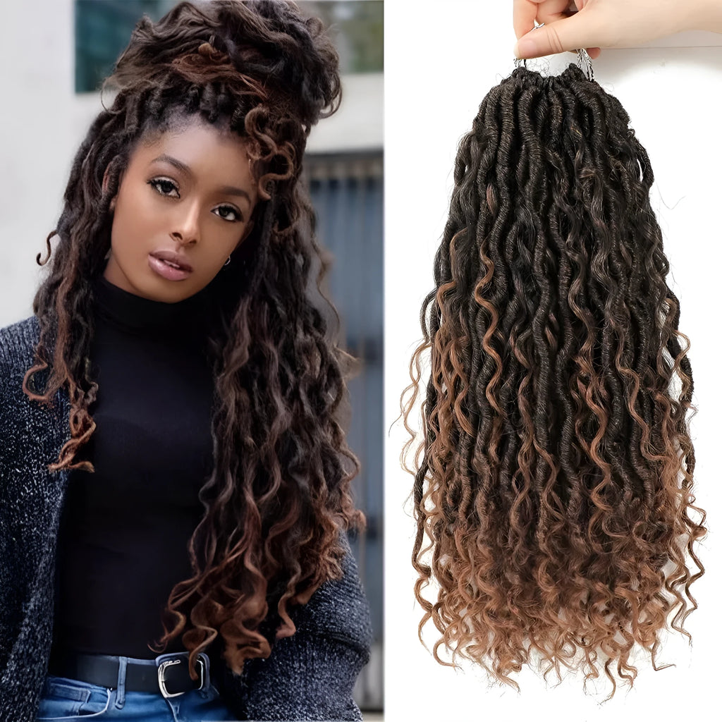 Crochet hair in dirty braid style, chemical fibre high temperature wire, 14in and 18in, colours 1B, 1B/27, 1B/30, 1B/Bug.