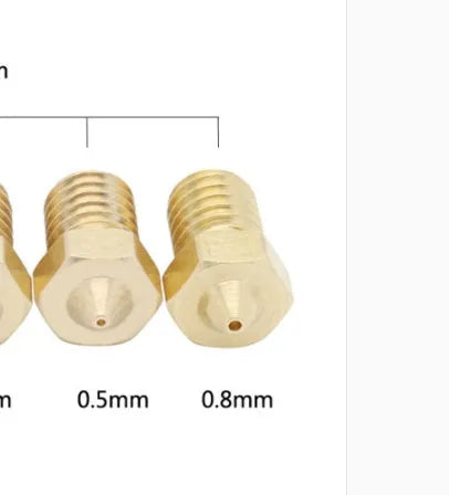 Brass 3D printer nozzle with M6 thread, 7mm x 12mm body, for 1.75mm filament
