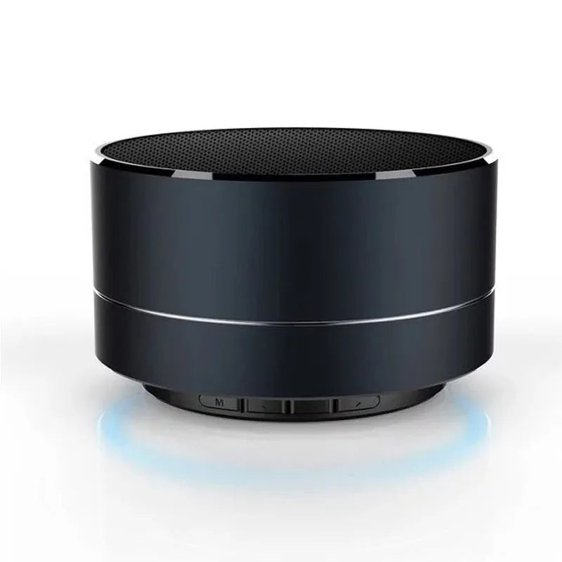 Mini Bluetooth speaker Φ71*47mm, 3W output, 40mm dual magnetic driver, available in Black, Blue, Pink, Silver.