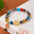 Sugar heart agate bracelet with retro minority design on woman's wrist showing handmade craftsmanship