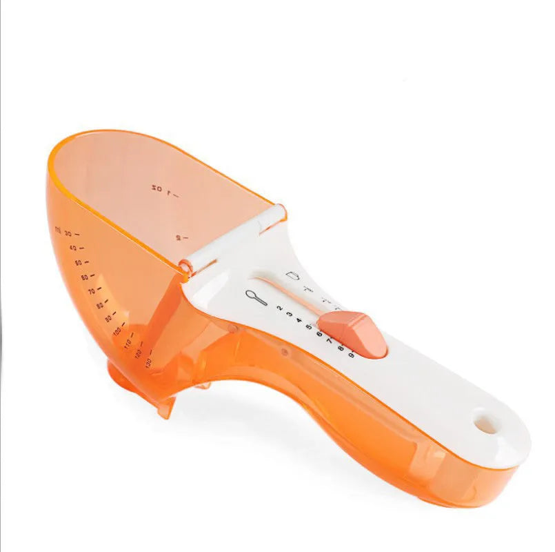 Blue and orange digital measuring spoons with magnetic connection and ergonomic handles