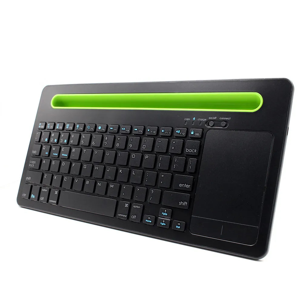 Universal Bluetooth touch keyboard for tablet and phone with 78 black keys and touchpad