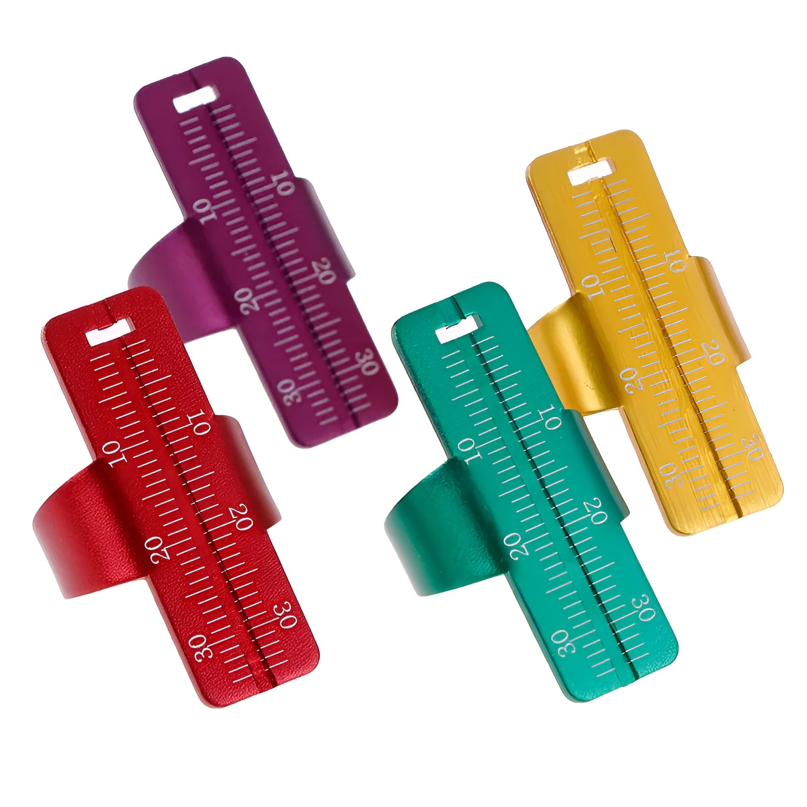 Blue aluminium alloy root canal ruler with measurement scale for dental procedures.