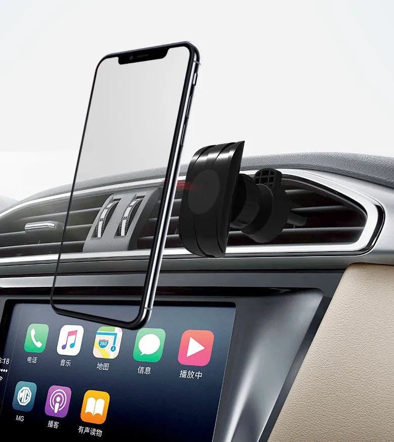 Glossy black car air vent phone holder with adjustable clamping mechanism