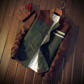 Men's Korean style blue cotton casual jacket with single-breasted collar and colour-matching pattern