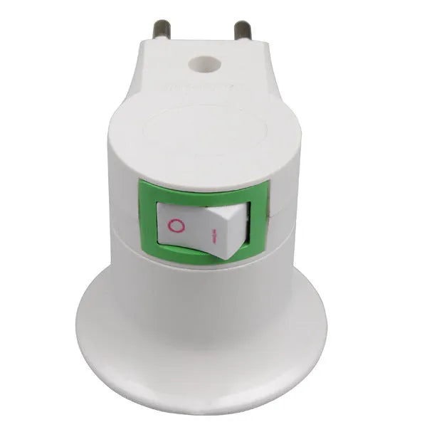 White plug-in E27 lamp holder with on/off switch for wall sockets