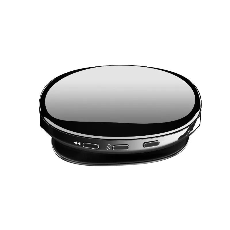 A compact blue Bluetooth MP4 music player with an OLED screen displaying a track list.