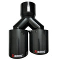 Car modified muffler double outlet bright black exhaust tail throat with carbon fibre and stainless steel