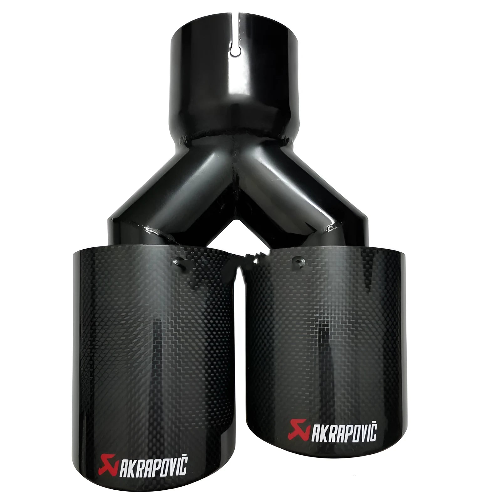 Car modified muffler double outlet bright black exhaust tail throat with carbon fibre and stainless steel