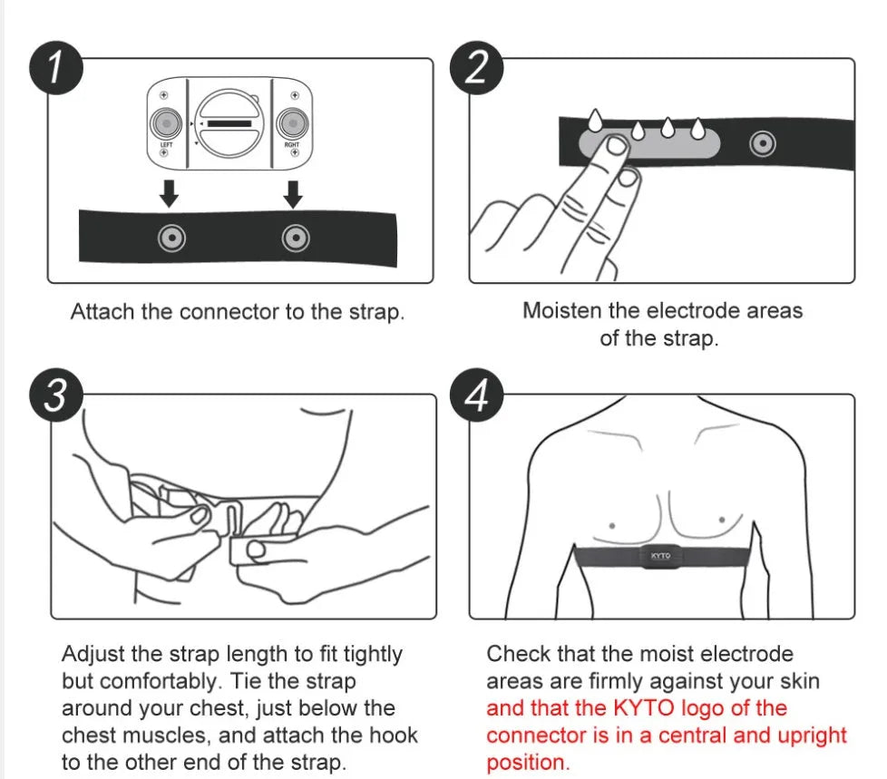 Black heart rate monitor chest strap with ANT+ and Bluetooth 4.0 transmitter on elastic band