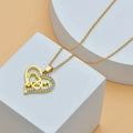 Heart shape letter necklace for women with alloy O-ring chain, 40cm length, pendant 2.1cm by 1.8cm, electroplated finish, seven colour options