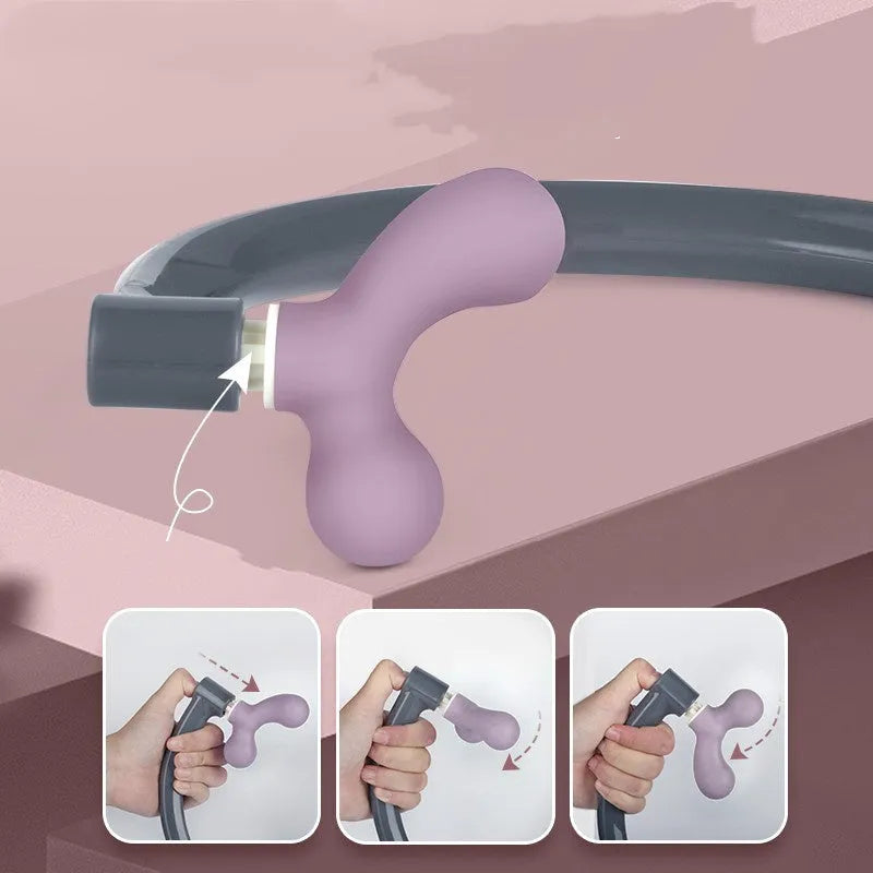Light purple plastic scapula seam massager hook on a neutral surface