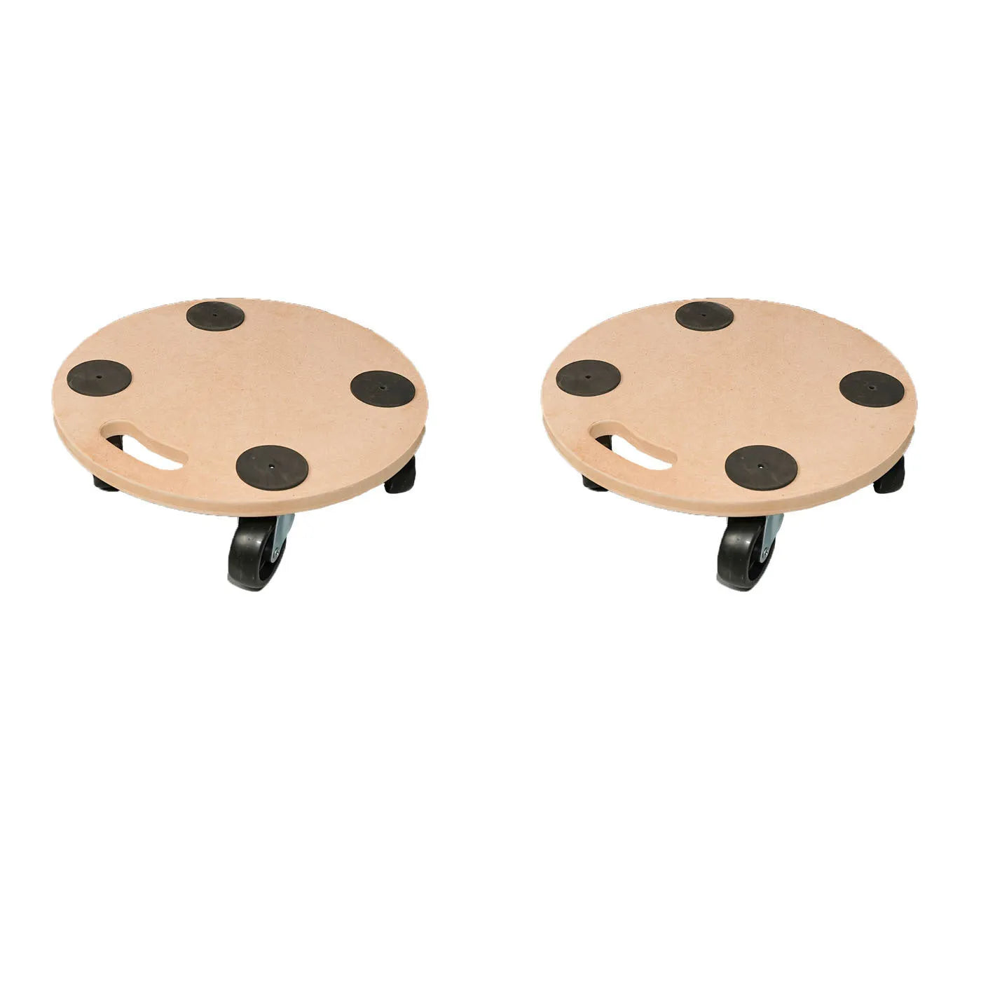 Two natural wood mover trolleys with flat non-slip platforms for heavy furniture moving.