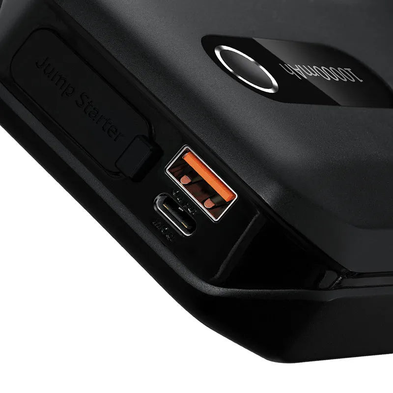 Black vehicle mounted multifunctional emergency lighter 10000mAh 12V jump starter with Type-C and USB ports