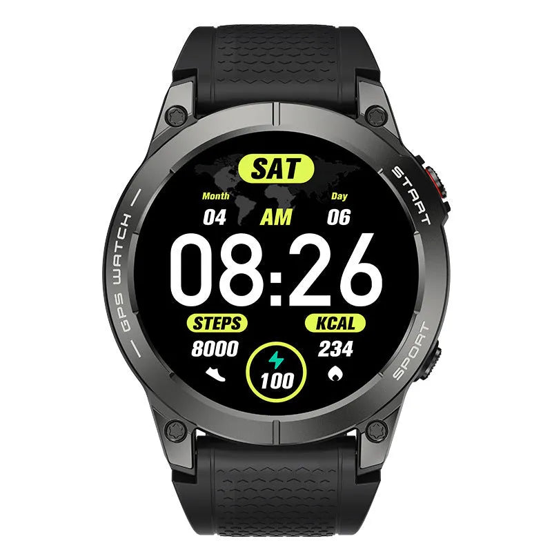 S53 Outdoor GPS Sports Smart Watch in Black or Orange with silicone wristband and 1.43 inch screen