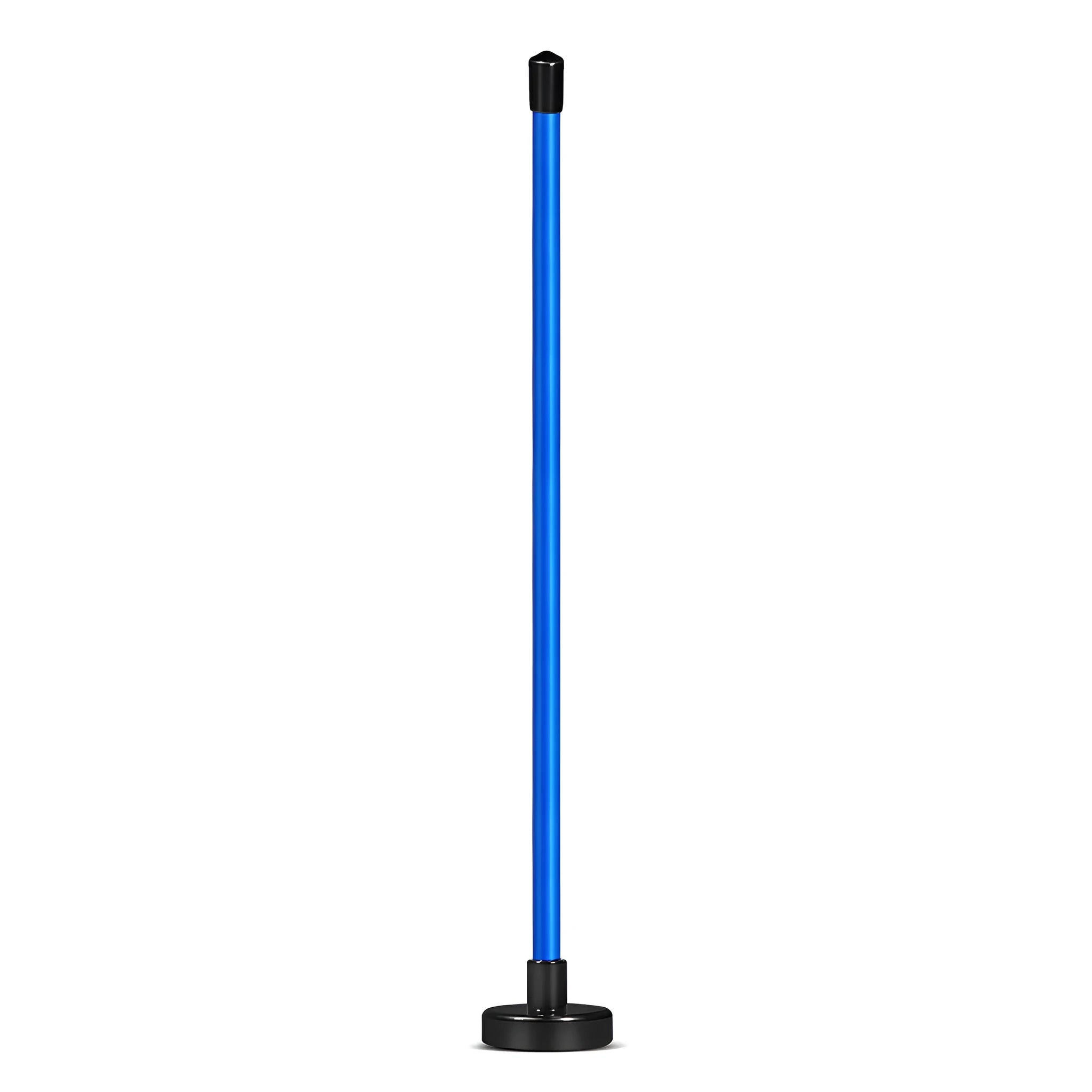 Aluminium alloy golf swing trainer with magnetic direction bar in red or blue.