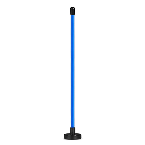 Aluminium alloy golf swing trainer with magnetic direction bar in red or blue.