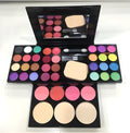 Compact 3-layer makeup box with 24 colour eyeshadow 8 colour lipstick and brushes in portable case 14.2cm x 11cm x 3cm