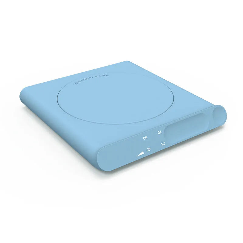 USB-powered heating cup coaster pad with mechanical timer in pink and white colour options