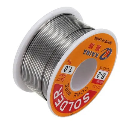 Kena no-lead solder wire 50g reel with 0.2% rosin flux core, available in 0.5mm to 1.0mm diameters