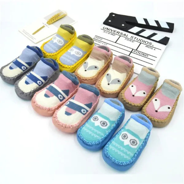 Baby anti-slip floor socks combed cotton jacquard 11cm pink cartoon pattern