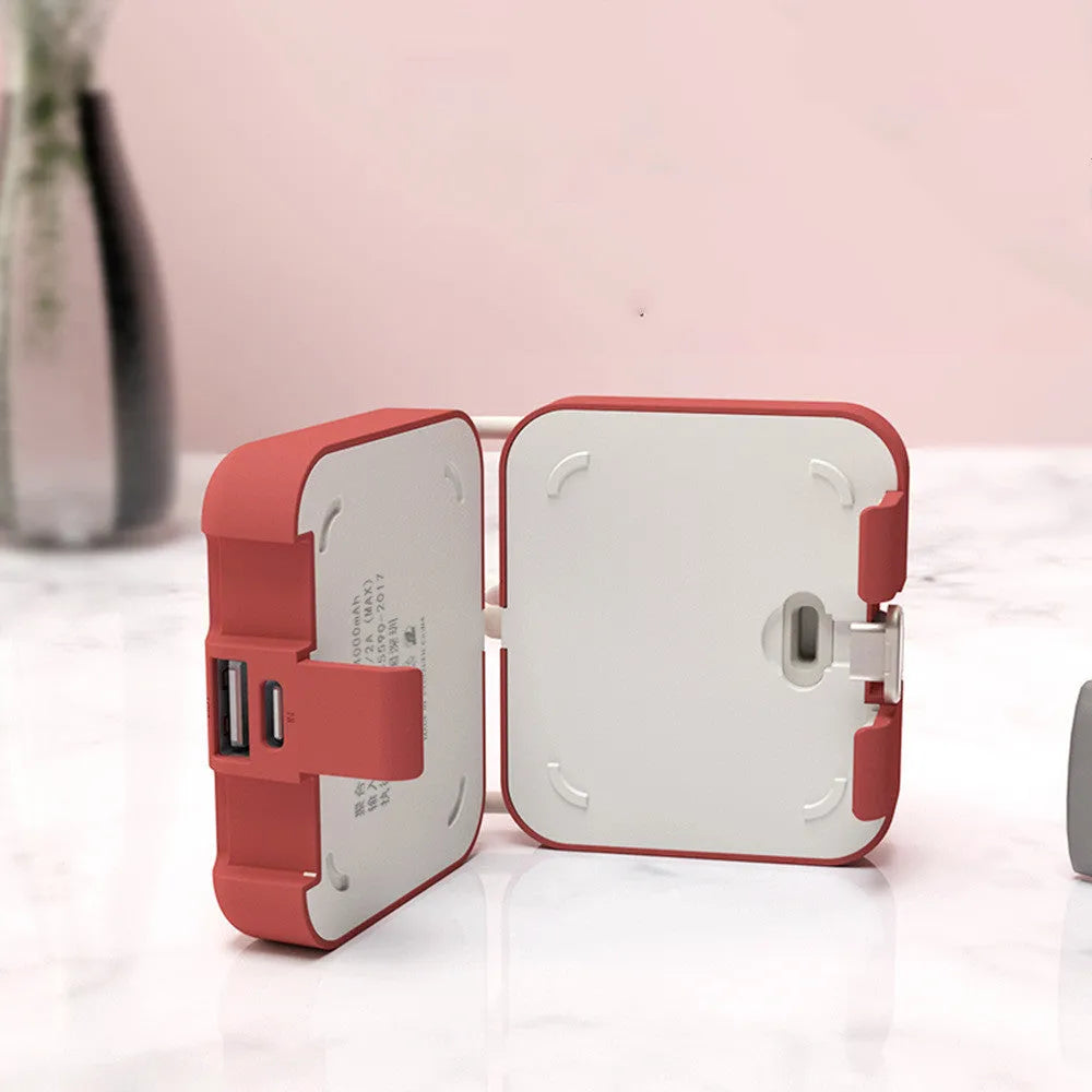 Handbag clip-on power bank with mobile phone stand function in blue, green, red or white colours