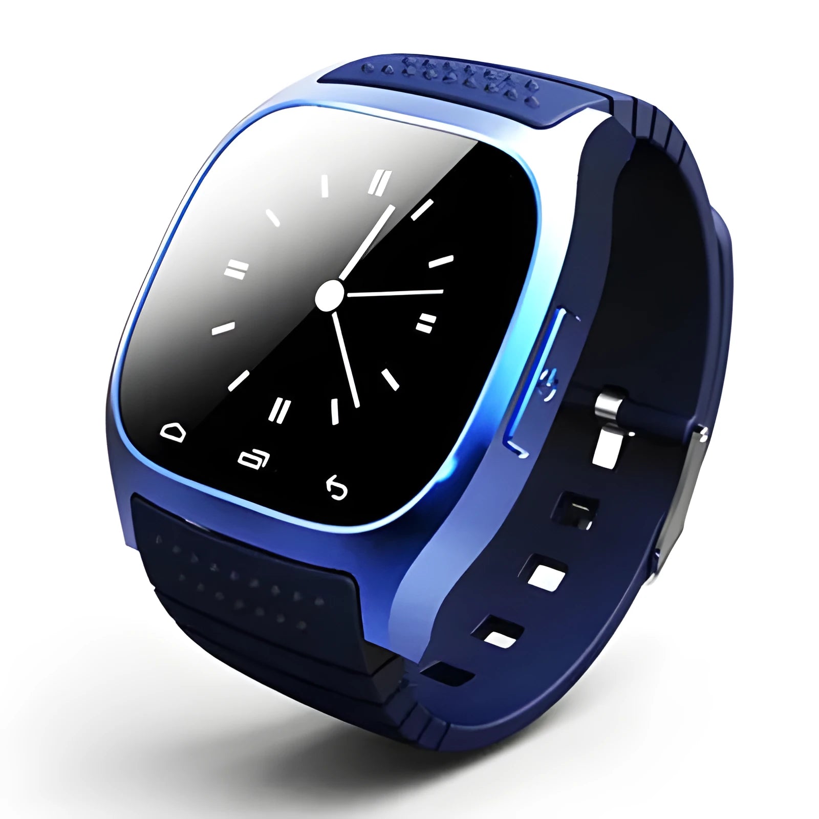 Bluetooth smart sports watch compatible with iPhone and Android in black, white or blue colours