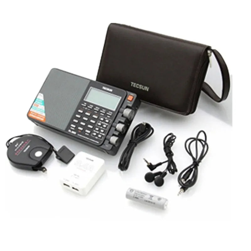 PL-880 high performance full band digital tuning stereo radio in black with built-in speaker and short wave antenna