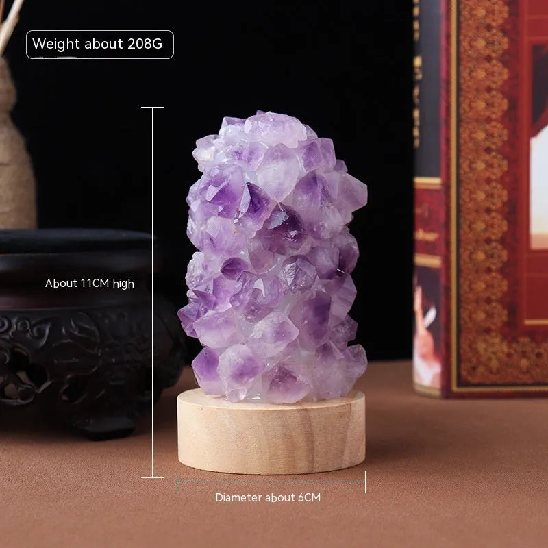 Amethyst crystal tooth flower USB night light with warm and cool white light settings