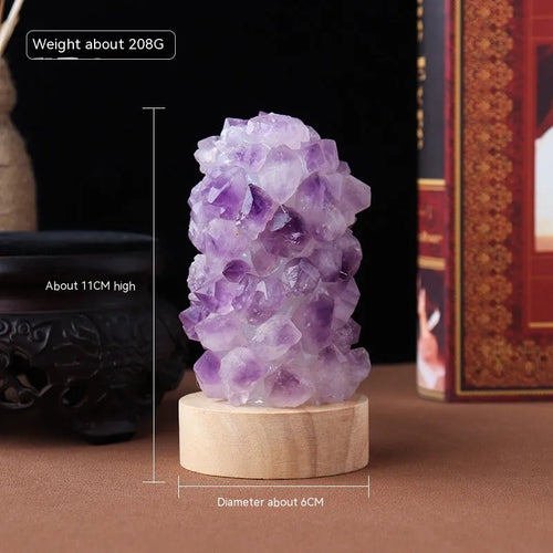 Amethyst crystal tooth flower USB night light with warm and cool white light settings