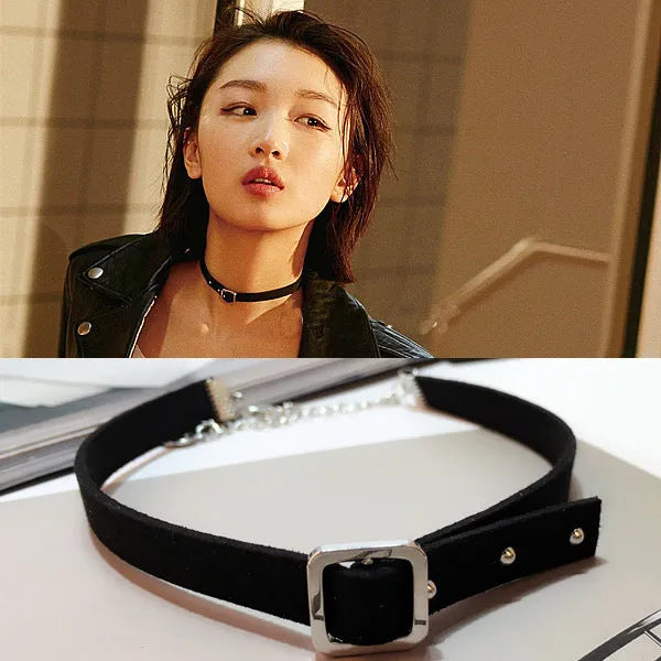 Studded geometric choker necklace electroplated alloy in gold colour on display