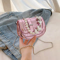 Silver women's PU leather mini saddle crossbody bag with square shape and single shoulder strap.