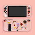 Colourful silicone protective shells for Nintendo Switch in four different character designs.
