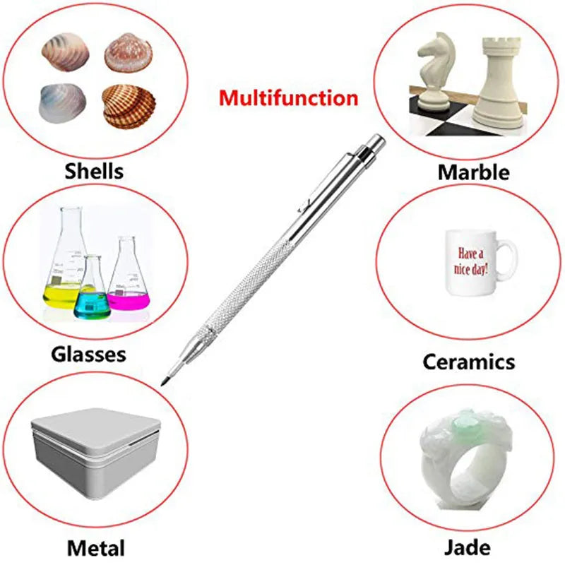 Silver aluminium glass marking pen with tungsten carbide tip, strike pen design, 1 kit