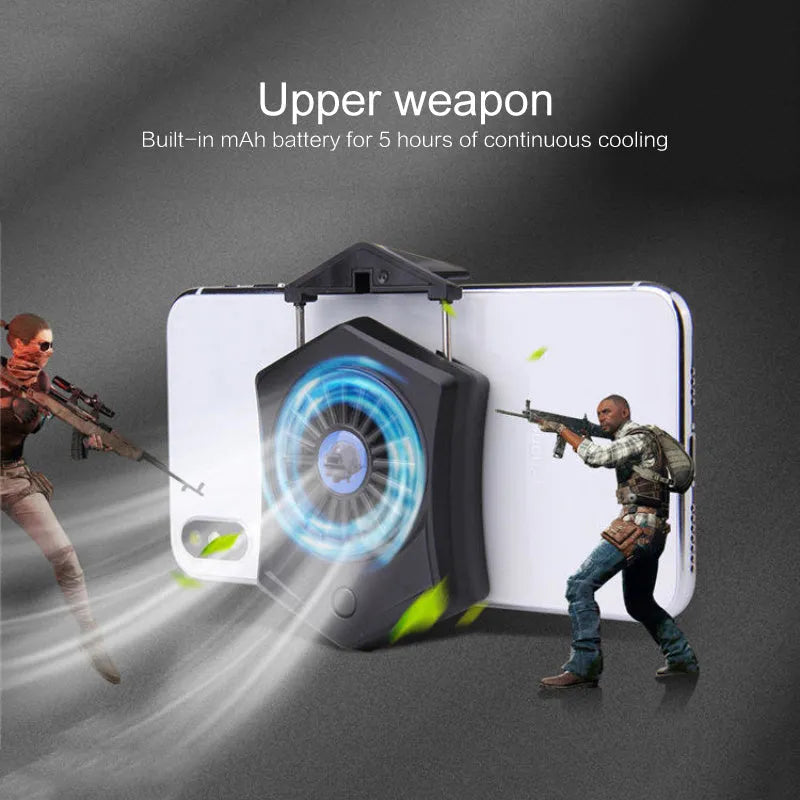 Black and white USB mobile phone radiator cooling fan for gaming accessories.