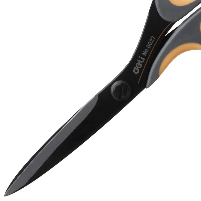 Alloy stainless steel scissors with black plastic handle and 6-inch blades