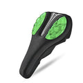 Bicycle gel saddle cover in blue with grid pattern and adjustable drawcord