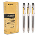 Set of twelve black retractable gel pens with frosted barrels and 0.5mm tips, plus two spare refills