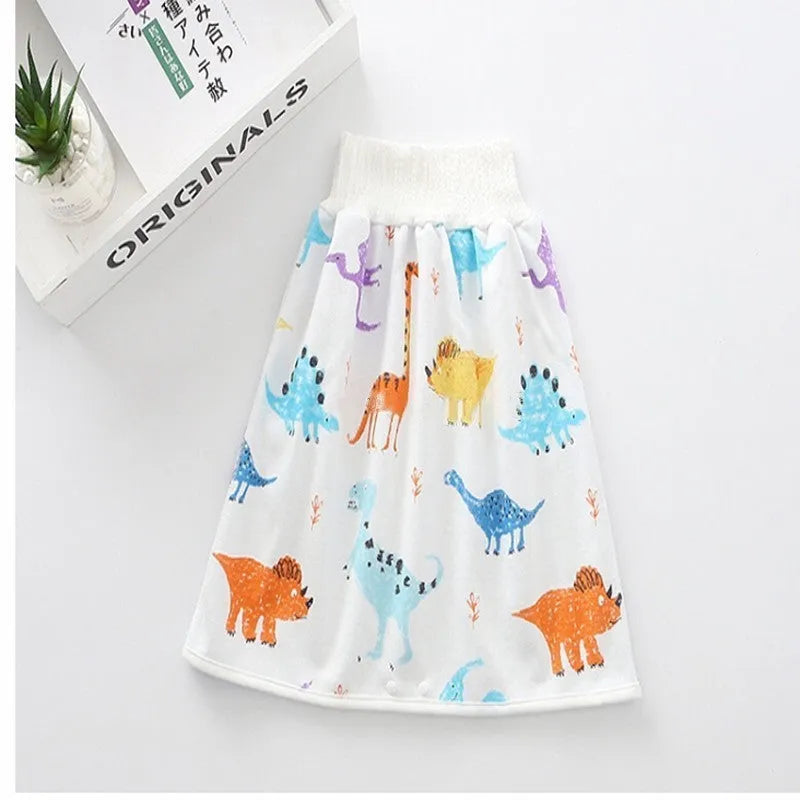 Pure cotton baby diaper skirt in Dinosaur pattern, adjustable waist for 0-8 years