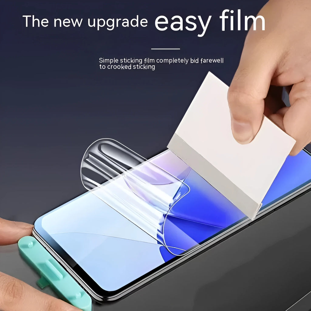 Three types of Samsung Galaxy phone screen protectors: HD clear, Frosted matte, and Blue Light.