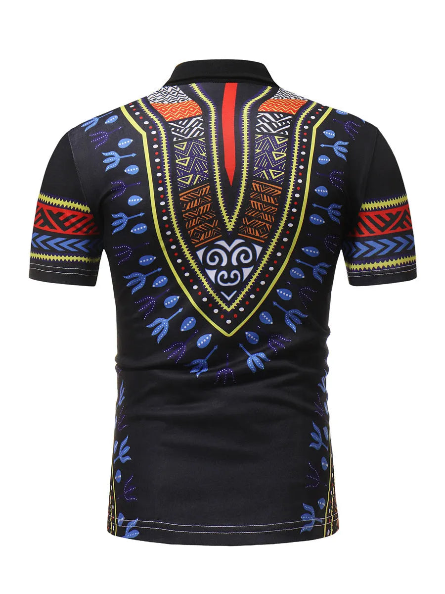 African muscle polo men's slim fit cotton short sleeve raglan top club gym streetwear