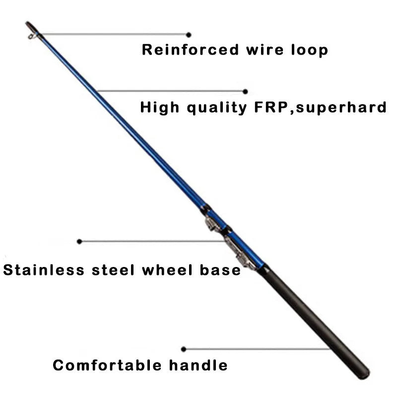 Blue FRP hard tuning raft fishing rod 1.3 metres and 1.5 metres sizes