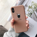 Soft matte silicone iPhone case with cute ice coffee couple design